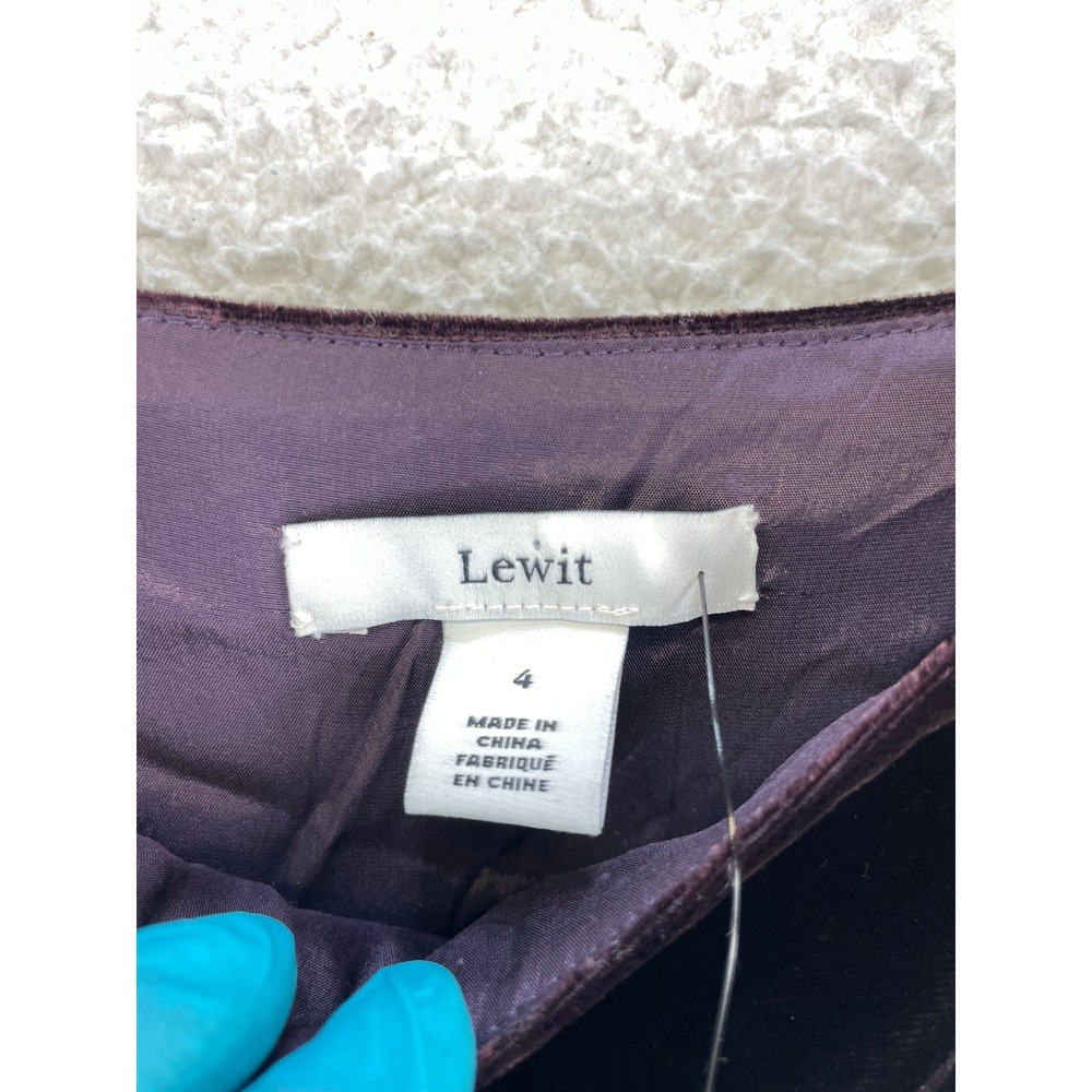 Lewit Women's 4 Velvet Slip Dress Purple Plum Silk Blend Square Neck Mini - Picture 5 of 10